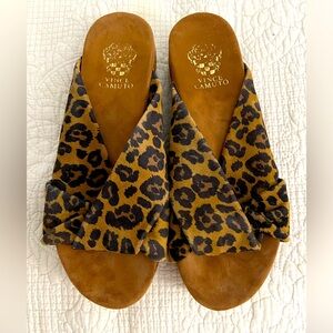 Vince Camuto Leopard Platform Slides Size 9.5